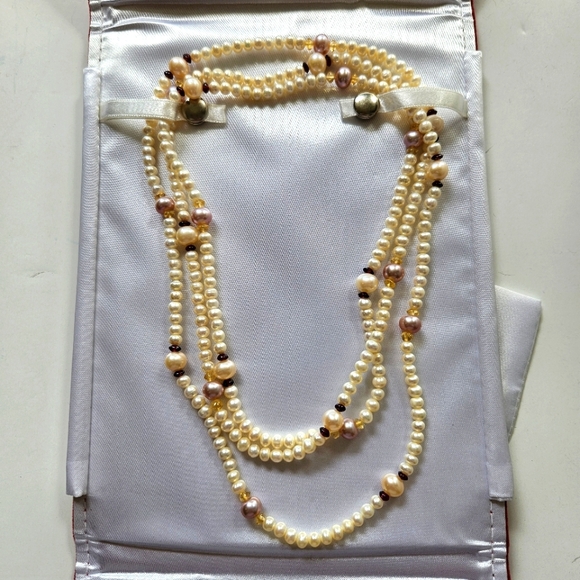 JCPenney Multi-Strand Pearl Necklace with Gold Beads - Picture 1 of 6